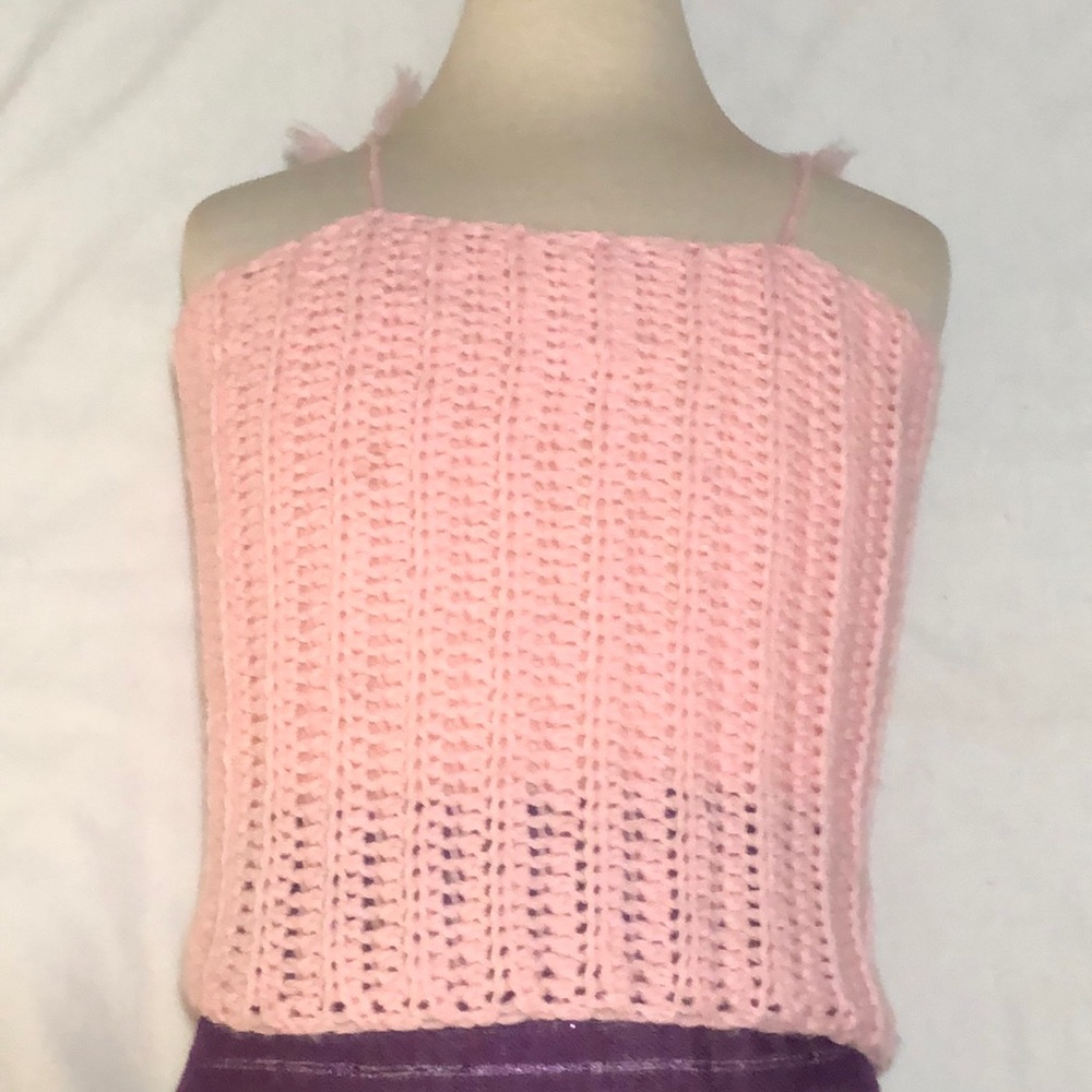Tank tube top spaghetti strap ties handmade crochet